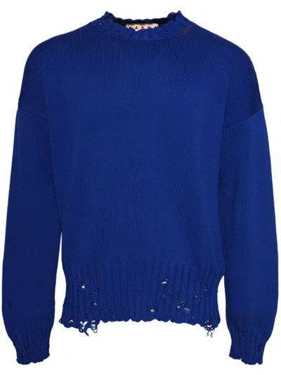 Marni Blue Twisted Crewneck Sweater In 00b59 Bluette
