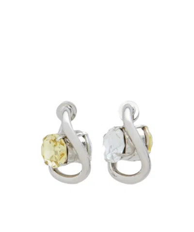 Marni Twisted Crystal-embellished Hoop Earrings In Gray