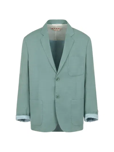 Marni Two-button Patch-pocket Blazer In Green