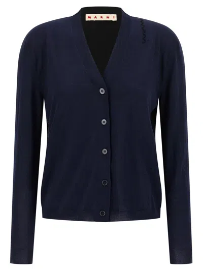 Marni Two-tone Cardigan In Blue