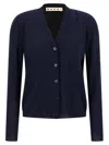 Marni Two-tone Wool And Silk Cardigan With Embroidered Detail In Multi
