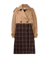 Marni Two-tone Checkered Trench Coat In Black