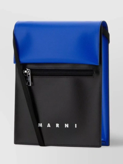 Marni Two-tone Crossbody Bag In Polyester In Blue
