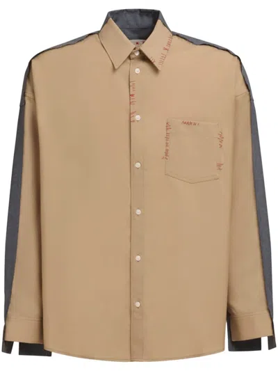Marni Two-tone Design Shirt In Dijon