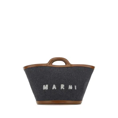 Marni Two-tone Felt And Leather Small Tropicalia Summer Handbag