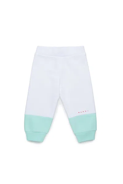 Marni Pantaloni Jogger In Felpa Bicolor In White
