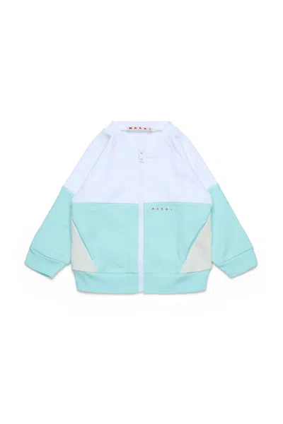 Marni Felpa Full Zip Bicolor In White