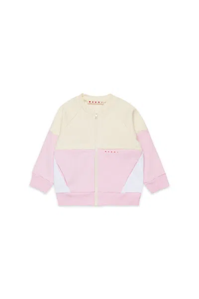 Marni Two-tone Full-zip Sweatshirt In Yellow