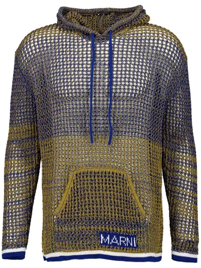 Marni Two-tone Hoodie In Blue