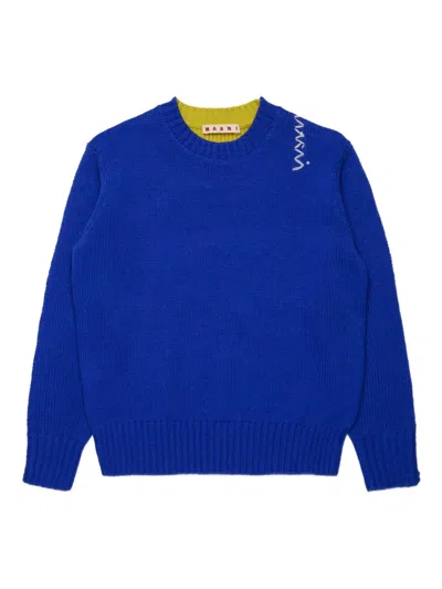 Marni Kids' Two-tone Jumper In Blue