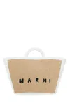 MARNI TWO-TONE LEATHER AND RAFFIA LARGE TROPICALIA SUMMER HANDBAG