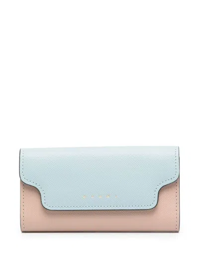Marni Two-tone Leather Keyholder In Brown