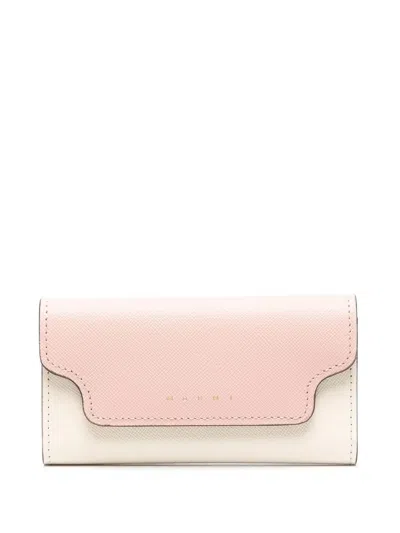 Marni Two-tone Leather Keyholder In Neutrals