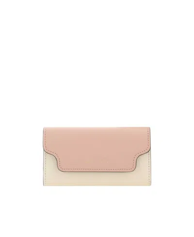 Marni Two-tone Leather Keyholder In Cream