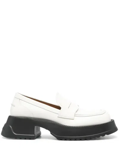 Marni Two-tone Leather Loafers In 00w01 Lily White