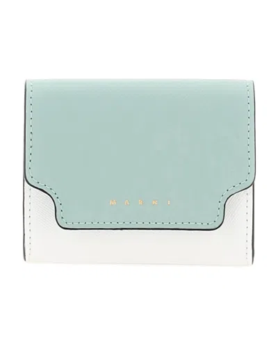 Marni Two-tone Leather Wallet In Green