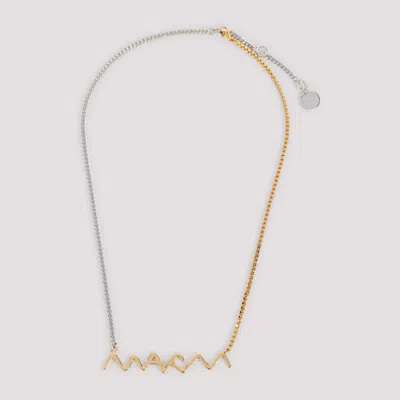 Marni Two Tone Logo Necklace In Gold