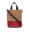 Marni Two-tone Logo Tote Bag In Brown