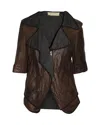 Marni Two-tone Oversized Lapel Quilted Jacket In Brown Sheepskin Leather In Brown