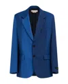 Marni Two-tone Pinstriped Wool Blazer In Blue