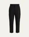 Marni Two-tone Pleated Tapered Leg Wool Trousers In Black