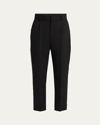 Marni Two-tone Pleated Tapered Leg Wool Trousers In Black
