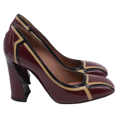 Marni Two Tone Pumps In Burgundy Leather In Brown