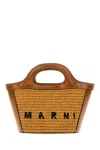 Marni Two-tone Raffia And Leather Micro Tropicalia Handbag
