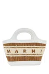 Marni Borsa A Mano Tropicalia Summer Micro Bicolor In Rafia E Pelle Donna In White