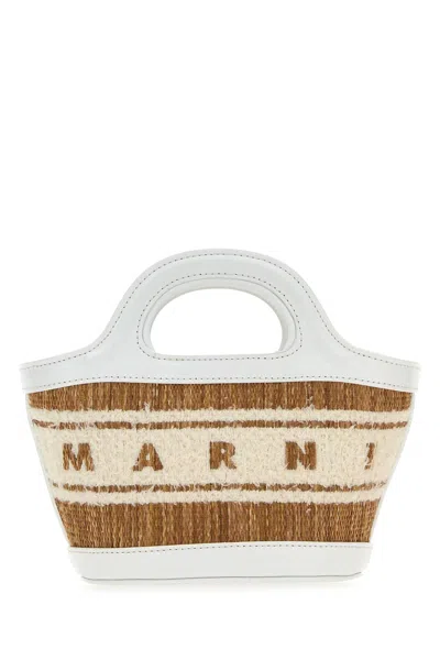 MARNI TWO-TONE RAFFIA AND LEATHER MICRO TROPICALIA SUMMER HANDBAG