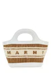 Marni Borsa A Mano Tropicalia Summer Micro Bicolor In Rafia E Pelle Donna In White