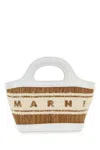 Marni Borsa A Mano Tropicalia Summer Micro Bicolor In Rafia E Pelle Donna In White