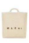 Marni Ivory Raffia And Leather Tropicalia Bucket Bag In Shell