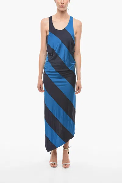 Marni Two-tone Striped Asymmetrical Cut Dress With Inner Top In Multi