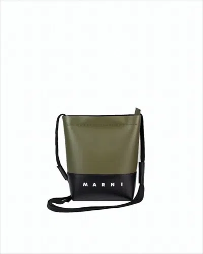Marni Two-tone Structured Crossbody Bag With Adjustable Strap In White