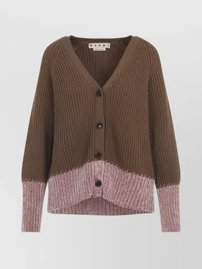 MARNI TWO TONE V NECK CARDIGAN