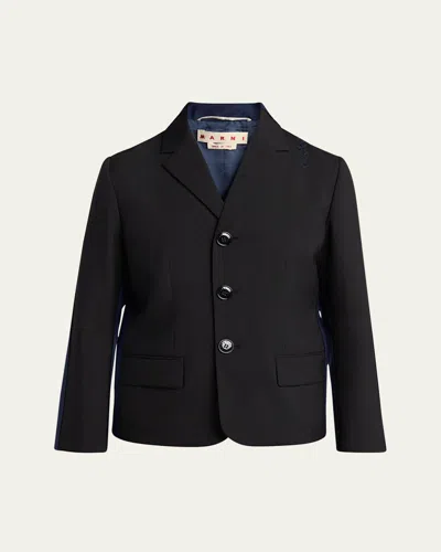 Marni Two-tone Wool Baby Chest Jacket In Black