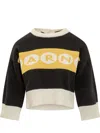 Marni Cropped Jersey With Bold Logo In Multi