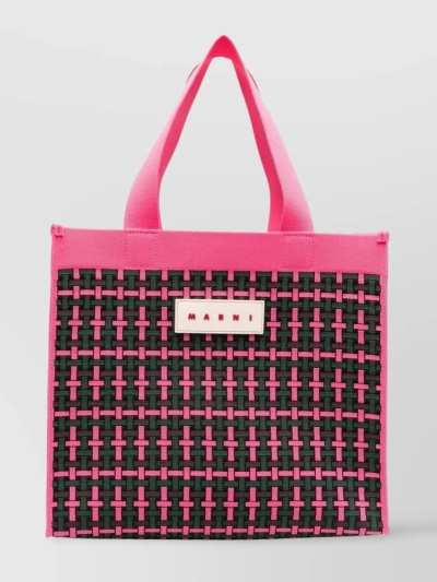 MARNI TWO-TONE WOVEN TOTE BAG WITH ADJUSTABLE STRAP