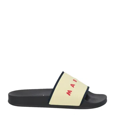 Marni Two-color Flat-bottomed Flip-flops In Black