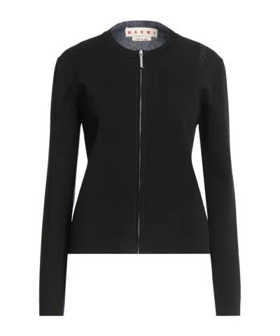 Marni Two-color Knitted Cardigan In Black