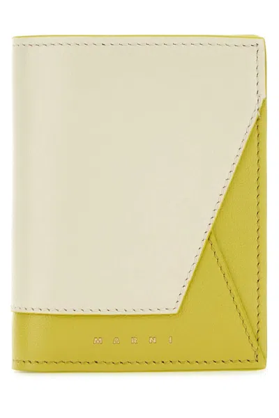 Marni Two-tone Bovine Leather Mini Wallet, 8.5cm X 11.5cm X 3cm In Multicoloured