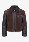 Marni Black Leather Jacket With Split-leather Front Panel In Black