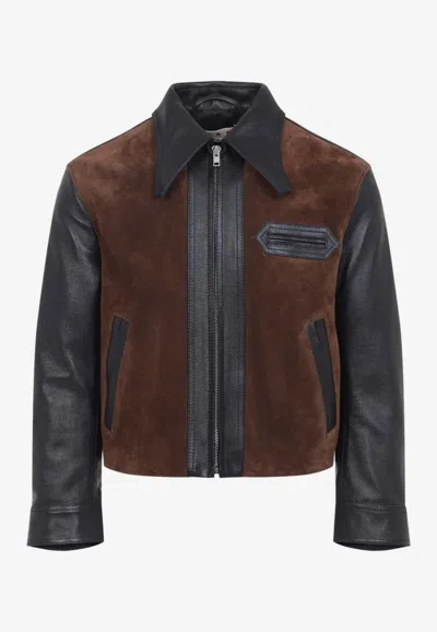 MARNI TWO-TONE CALF LEATHER JACKET