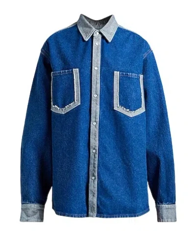 Marni Two-tone Denim Shirt In Blue