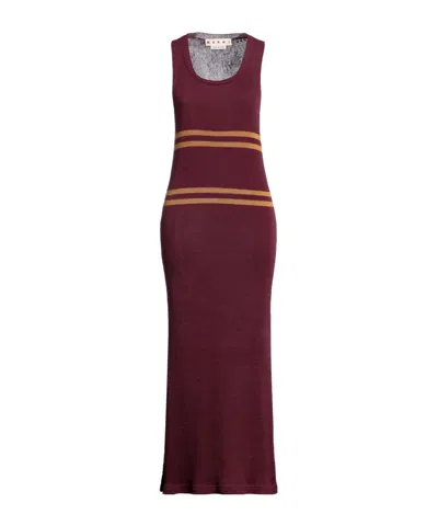 Marni Two-tone Form-fitting Knit Dress In Red
