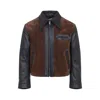Marni Black Leather Jacket With Split-leather Front Panel In Black