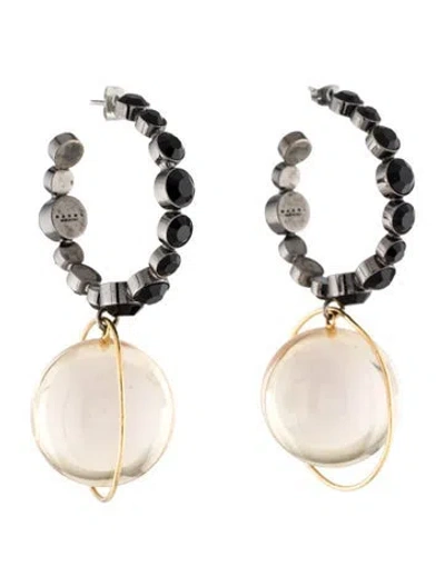 Pre-owned Marni Two-tone Resin & Crystal Hoop Earrings In Multi