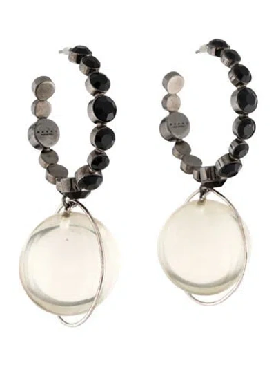 Pre-owned Marni Two-tone Resin & Crystal Hoop Earrings In Multicolor