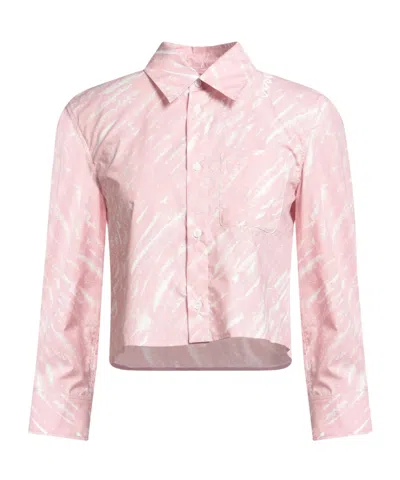 Marni Twotone Spliced Shirt In Pink